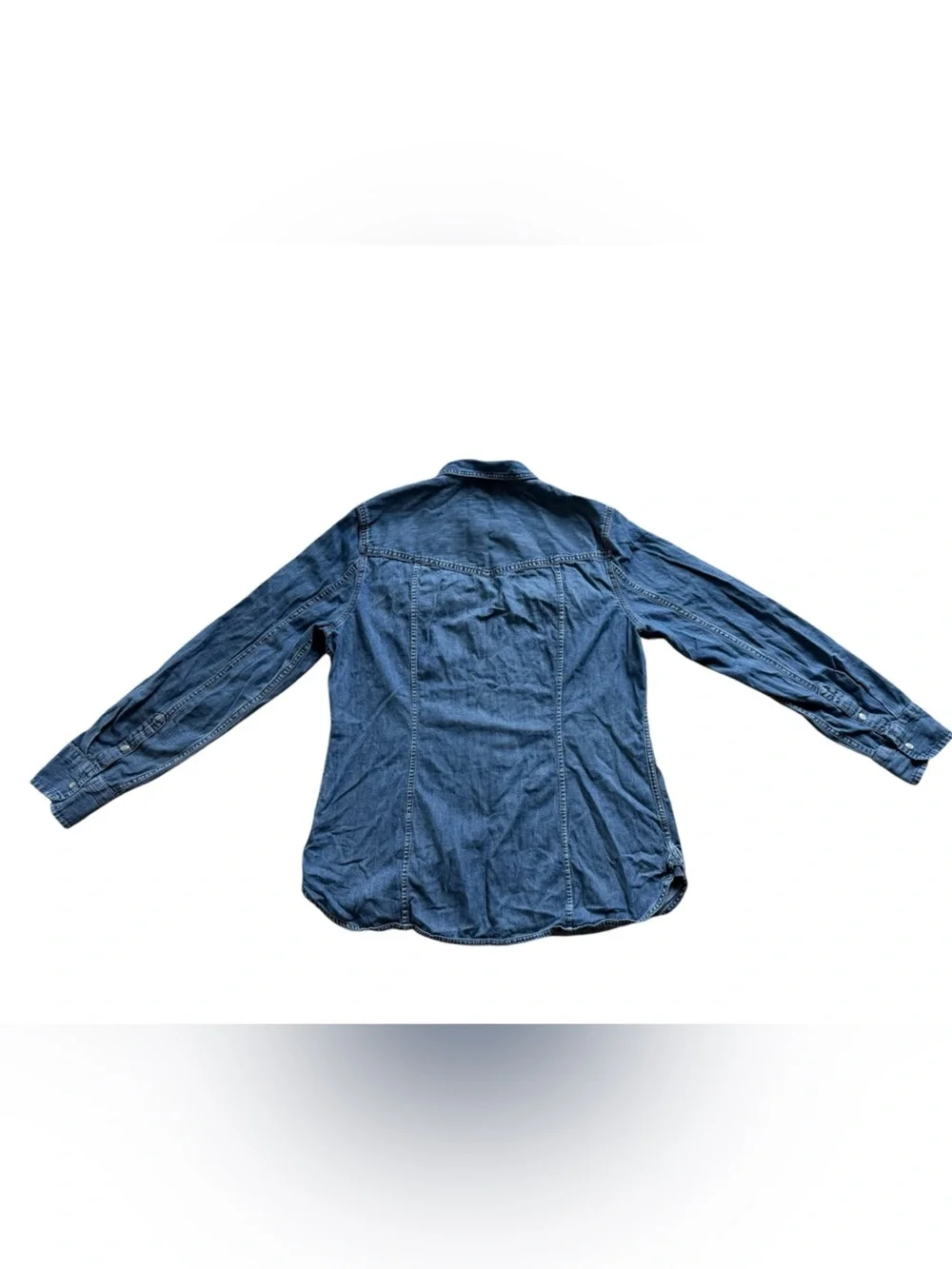 J. Crew Slim Fit Chambray Shirt Size 14 Tall Blue Cotton Pearl Snap Western